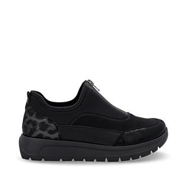 Remonte Platform Front Zip Shoe - Black Leopard